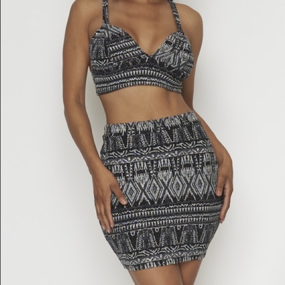 2pc tribal skirt set